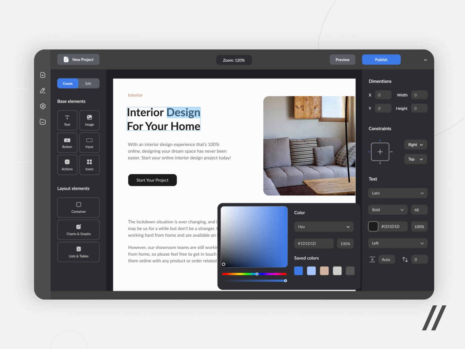Example of No-code Website Builder Platform